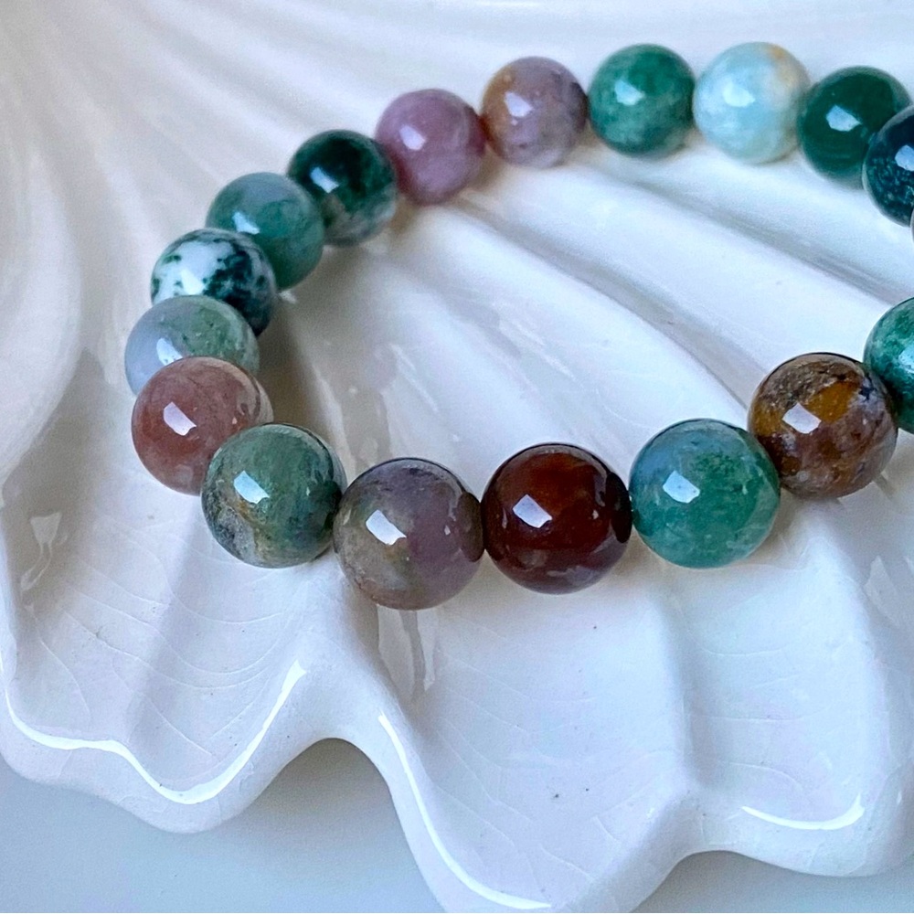 🆕New Indian Agate 8mm Healing Gemstone Bracelet - Picture 2 of 2